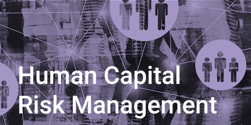 Picture of digital networking, h1 title text reads Human Capital Risk Management